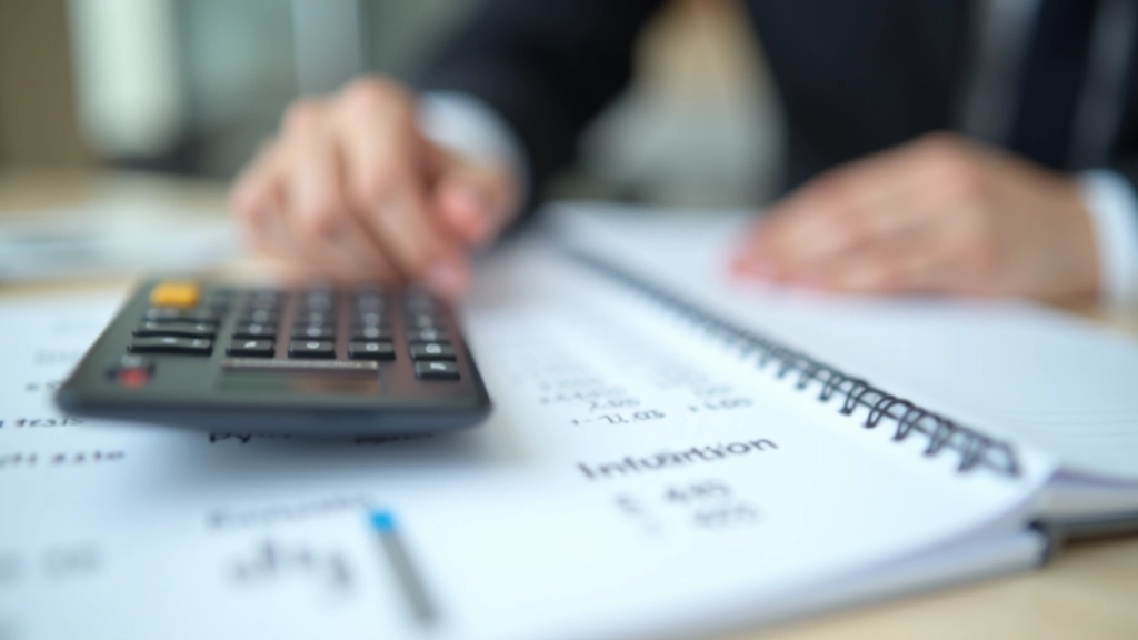 Illustration zeigt eine Taschenrechner mit Formeln und Zahlen, die die mathematische Berechnung des Verbraucherpreisindex darstellt