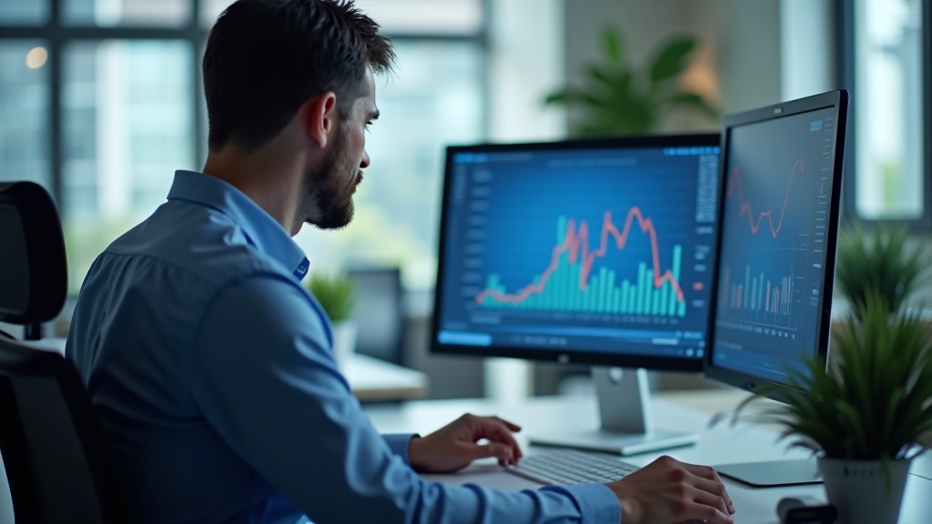 Fachexperte analysiert Preisindexdaten auf Computerbildschirm