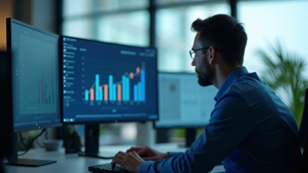 Statistiker bei der Datenanalyse an einem Schreibtisch mit Computern und Unterlagen